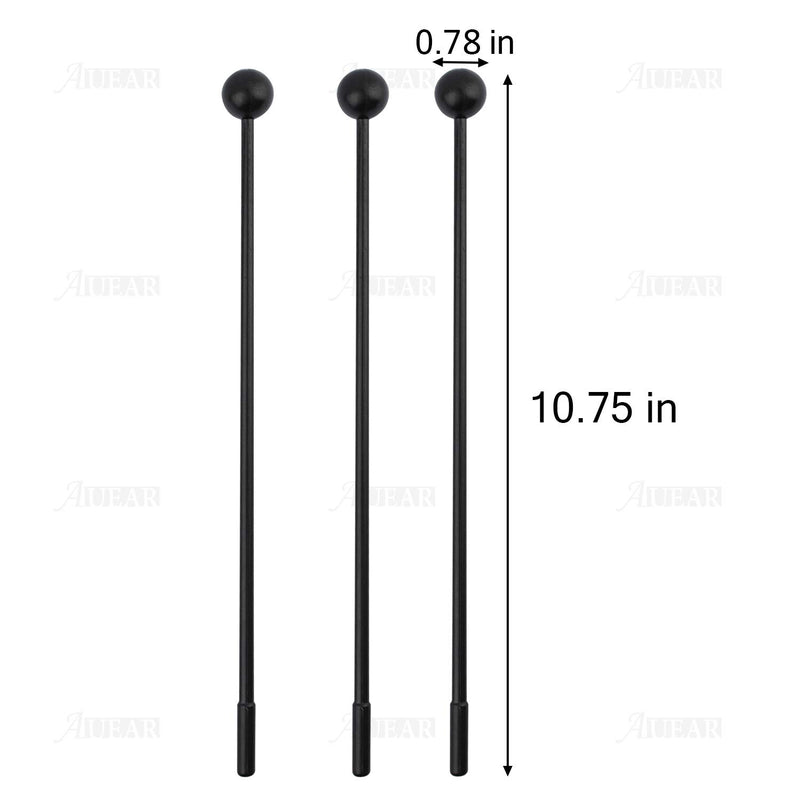 AUEAR, 10 Pcs Solid Plastic Bell Mallets Percussion Sticks Hammer Drum Sticks Mallets for 11 Inch Black