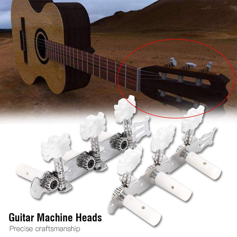 iFCOW Machine Heads, 3+3 Acrylic Classical Guitar String Tuning Peg Tuners Machine Heads Silver