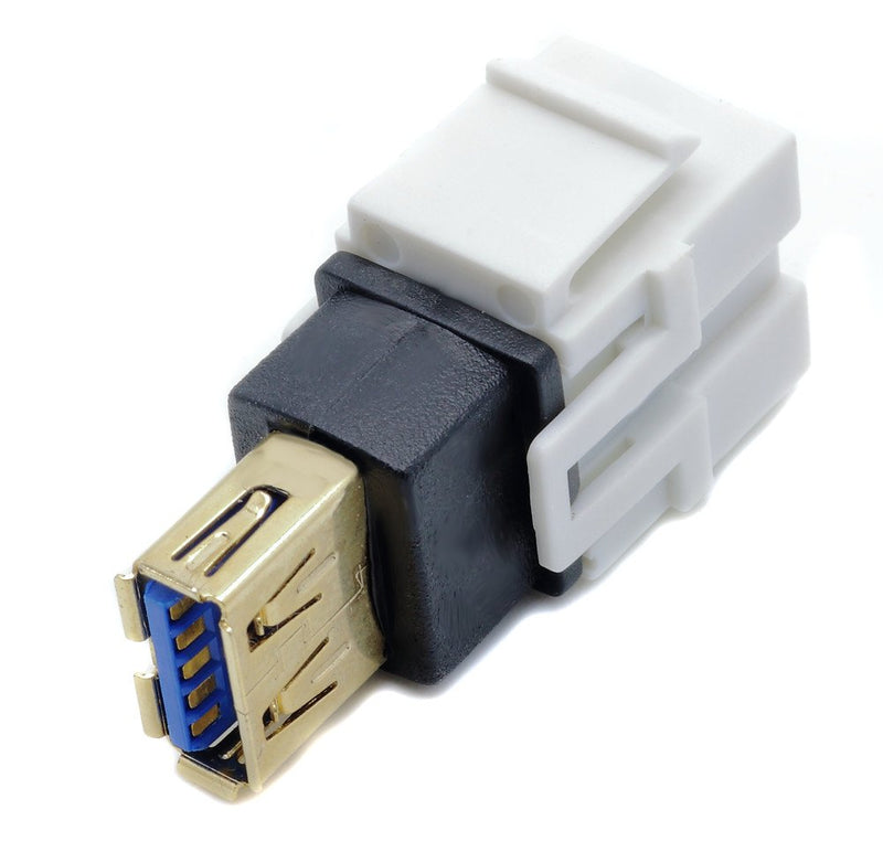 RiteAV White USB 3.0 Keystone Jack A-A Female to Female