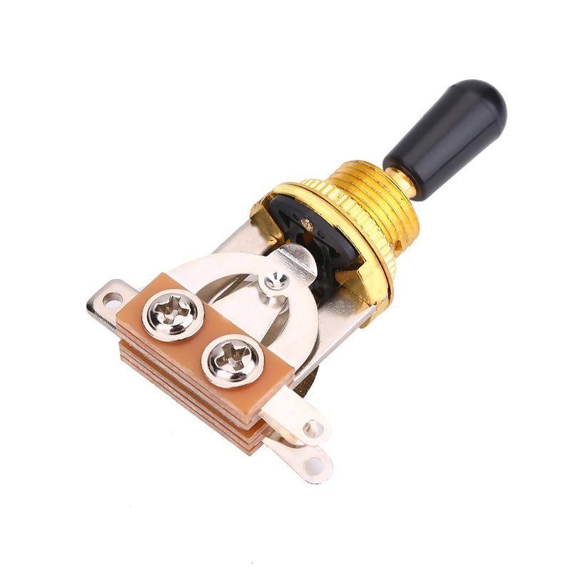 Guitar 3 Way Toggle Switch, Metal Pickup Selector Toggle Switch with Brass Tip Knob for LP Style Electric Guitar (Gold) Gold