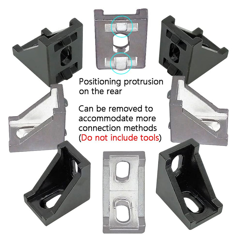 24 Sets Black 2020 Series Aluminum Extrusion Profile Connector Set,24 pcs Corner Brackets,with 48 pcs T-Nuts and Hex Screw Bolt for 6mm 20S T Slot Aluminum Profile Accessories ‎24Set Black with Screw Nut
