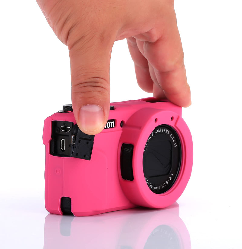 G7X Mark II G7X Removable Lens Cover Silicone Cover Rubber Soft Camera Case Cover for Canon PowerShot G7X II G7X (Rosered) Rosered