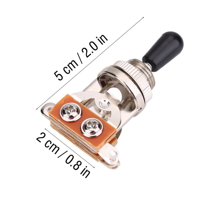 Guitar 3 Way Toggle Switch, Metal Pickup Selector Toggle Switch with Brass Tip Knob for LP Style Electric Guitar (Silver)