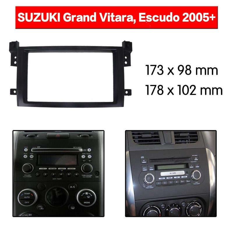 YuYue Radio Stereo Panel for Suzuki Grand Vitara 2005 2006 2007 2008-2017 2 Din Car Radio Frame Fascia Panel DVD Stereo CD Panel Dash Mount Refit Installation Trim Kit Frame (Black) Black