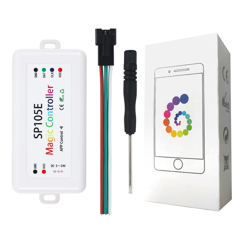 VIPMOON Wireless Bluetooth Controller,SP105E Magic Controller Bluetooth 4.0 2048 Pixels iOS/Android APP for DC5V-24V WS2811/WS2812B/WS2801/SK6812/APA102/6803 IC LED Strip Pixel Module Panel Light