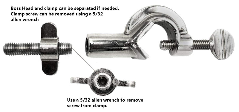 2 Prong, Cork Lined, Burette, Flask, Beaker Clamp on Swivel Bosshead - 4.3" Max Clamp Opening, Bosshead fits up to 18mm Rods - Zinc Alloy Clamp - Research, Industrial Laboratory Grade - Eisco Labs