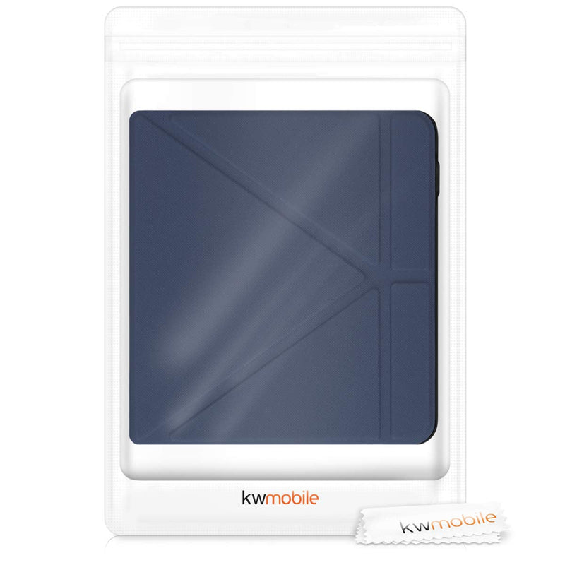 kwmobile Origami Case Compatible with Kobo Libra H2O - Case Ultra Slim Fit PU Leather Cover with Stand - Dark Blue