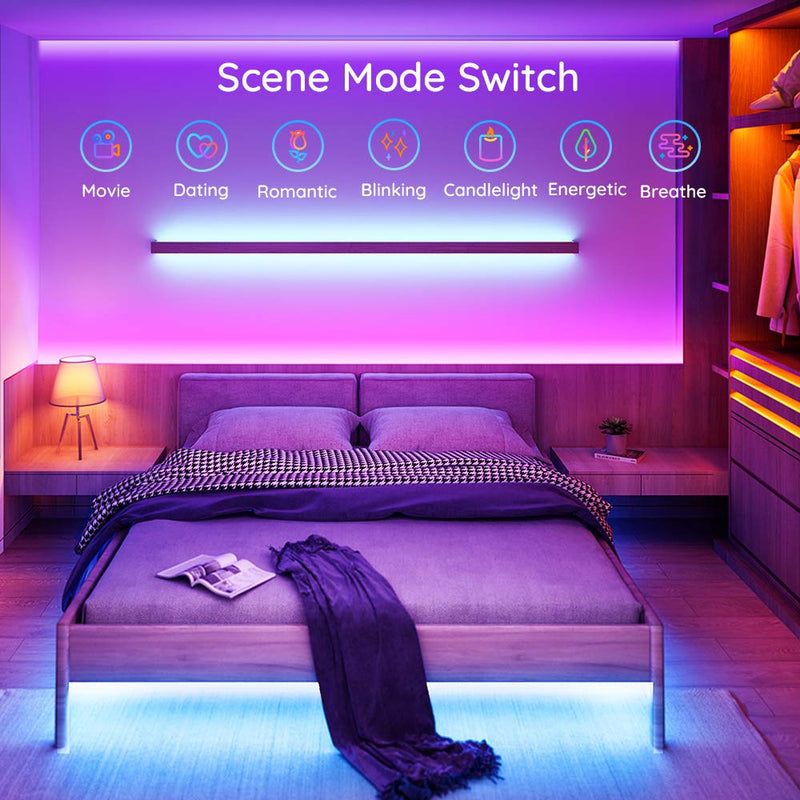 [AUSTRALIA] - MINGER Led Strip Lights 16.4 Feet, for Room, Bedroom, Kitchen, Tv, App and Remote Control, RGB 