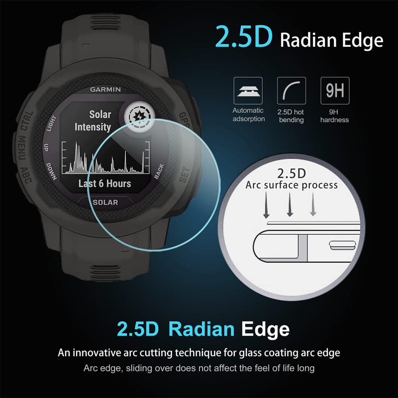 Suoman 4-Pack for Garmin Instinct 2 Screen Protector Tempered Glass,Smart Watch 2.5D 9H Hardness Ultra-Thin Tempered Glass for Garmin Instinct 2 Screen Protector [Anti-Scratch]