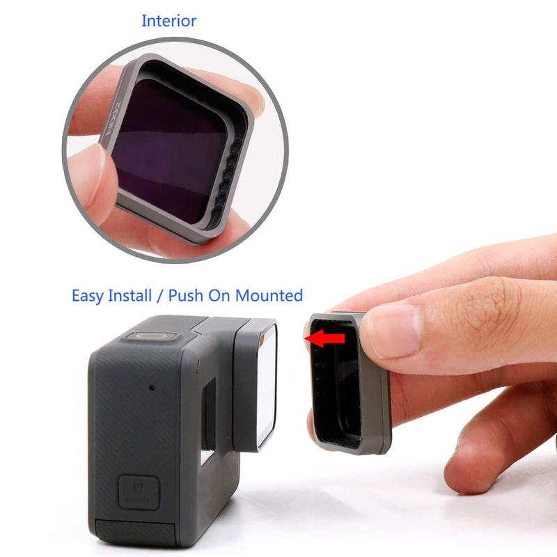 LENSKINS ND32 Filter for GoPro Hero 7 Black/Hero 6 Black/Hero 5 Black, Japanese AGC Optical Glass, 18-Layer Multi-Resistant Coated, Push-on Mounted, Weather-Sealed with Lens Cloth