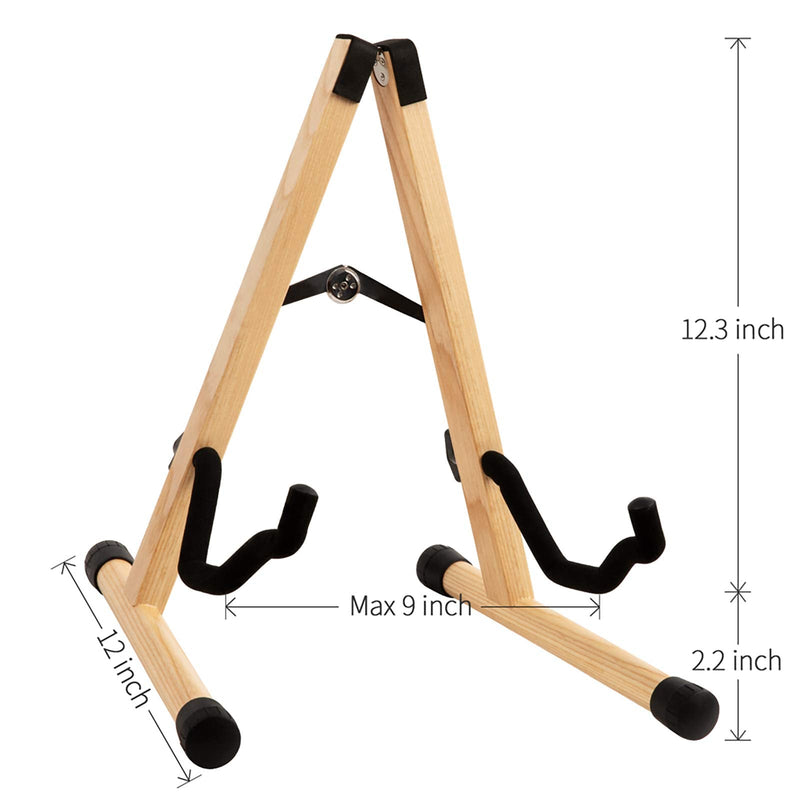 Guitar Stand, Wood Acoustic Guitar Stand, Mini Electric Guitar Stand Adjustable, Guitar Display Stand Guitar Floor Stand with Foam Padded, Folding Bass Guitar Stand for Cello Banjo Mandolin Ukulele Ash Wood