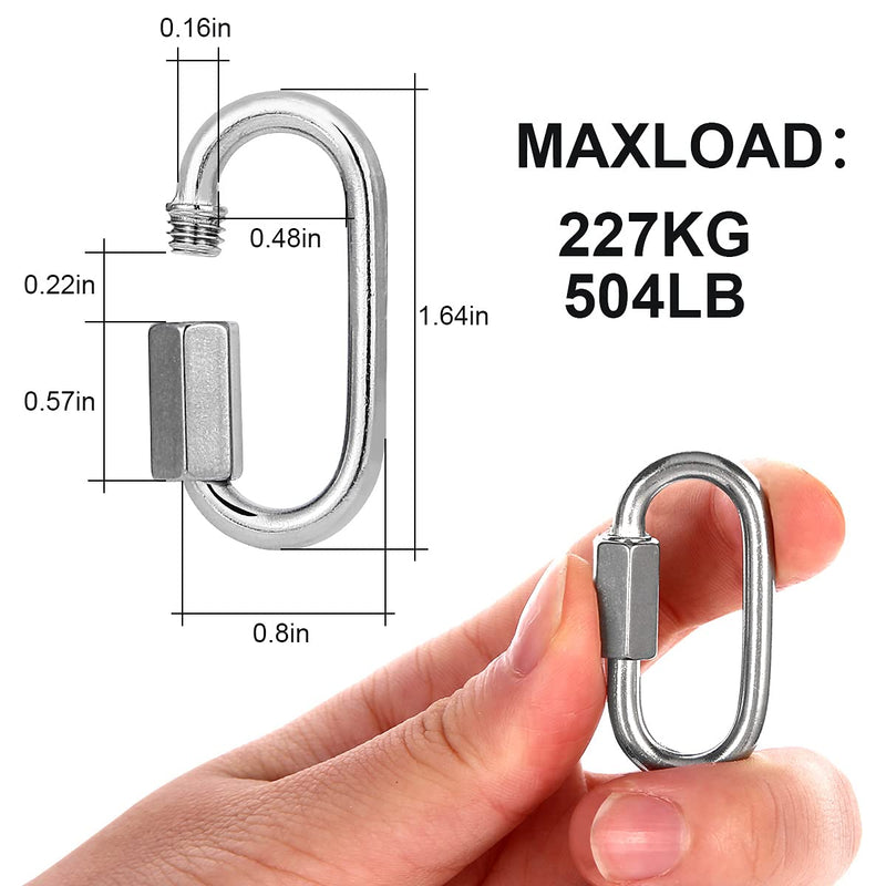 Uporstvo Quick Link 5/32Inch 304 Stainless Steel, 20Pcs Oval Threaded Chain Link M4,D Shape Repair Chain,500Lbs Capacity,Large Dog Chain,Camping Equipment M4-20PCS