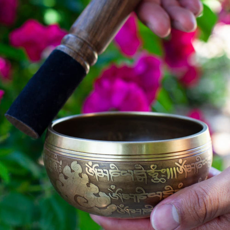 [AUSTRALIA] - Tibetan Singing Bowl Set - Easy To Play - 4 Inch Zen Mindfulness Sound Music Instruments For Meditation Holistic 7 Chakra Healing By Himalayan Bazaar 