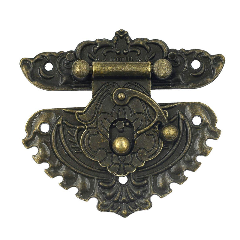 Luomorgo 4 Pcs Hasp Latch Decorative Box Lock Antique Latch for Drawer Cabinet Wooden Jewelry Box Case, L 2.8" x W 2.4" L 2.8" x W 2.4"