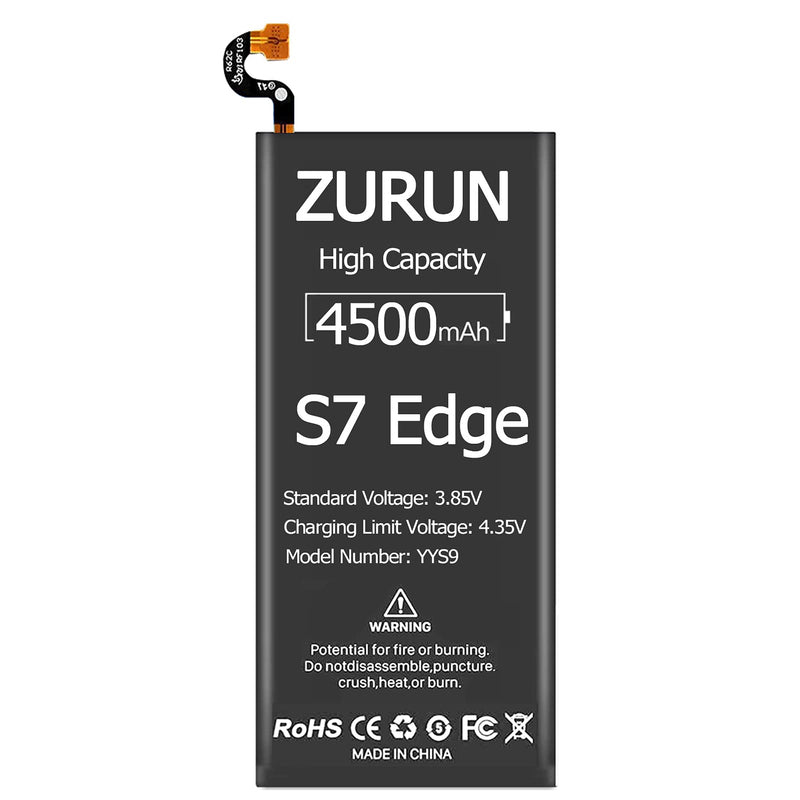 Galaxy S7 Edge Battery Upgraded ZURUN 4500mAh Li-Polymer Battery EB-BG935ABE Replacement for Galaxy S7 Edge G935 G935V G935A G935T G935P with Screwdriver Tool Kit [2 Year Warranty]