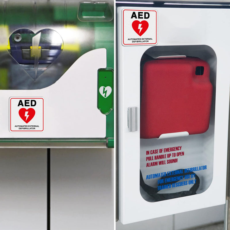 T&R AED Stickers - 10 Pack - 5 x 5 Inches Reflective Label, UV resistant, waterproof, fade and scratch resistant, suitable for indoor and outdoor 5” X 5“ AED Stickers - 10 Pack