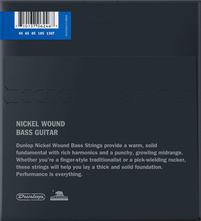 Dunlop DBN45130T Nickel Wound Bass Strings w/ Tapered B, Medium, .045–.130, 5 Strings/Set