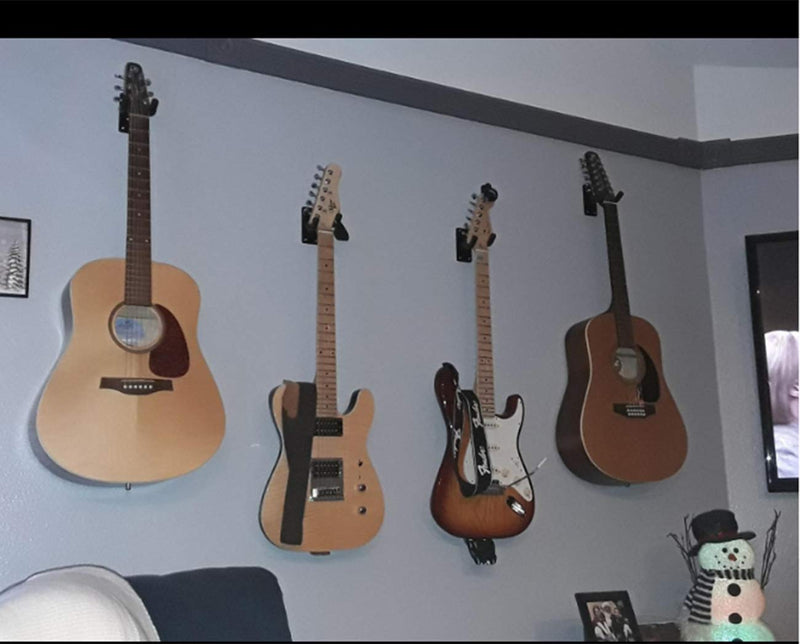 Guitar Wall Mount Hanger, Guitar hook holder,Ukulele Wall Mount Hanger,and Solid Wood Picks,for Acoustic Guitar,Classical Guitiar,Bass,Electric Guitar,Ukulele. (2Pack, Black) 2Pack