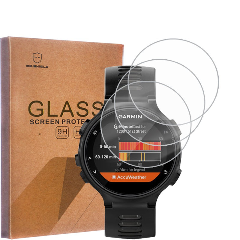 Mr.Shield Designed For Garmin Forerunner 735 XT/ 735XT Smart Watch Tempered Glass - Screen Protector - 0.3mm Ultra Thin 9H Hardness 2.5D Round Edge - 3-PACK