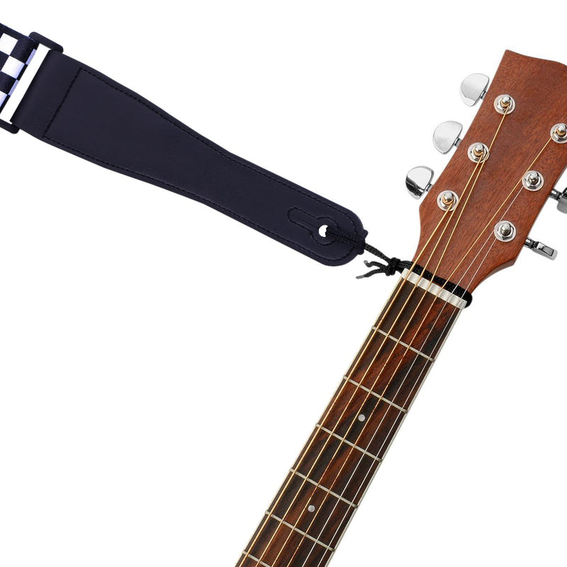 Guitar Strap, Libershine Black and White Guitar Checkered Strap Belt Includes Strap Button & 2 Strap Locks Shoulder Strap For Bass, Electric & Acoustic Guitar