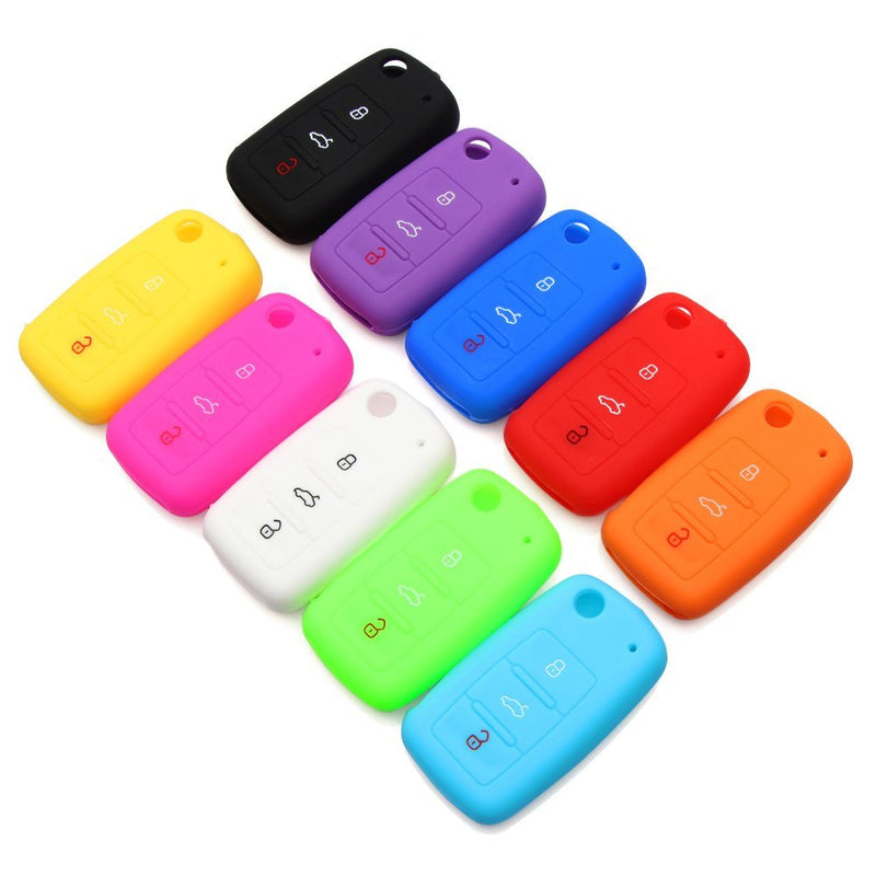9 moon Silicone Remote Flip Key FOB Silicone Case Cover for VW Volkswagen New yellow