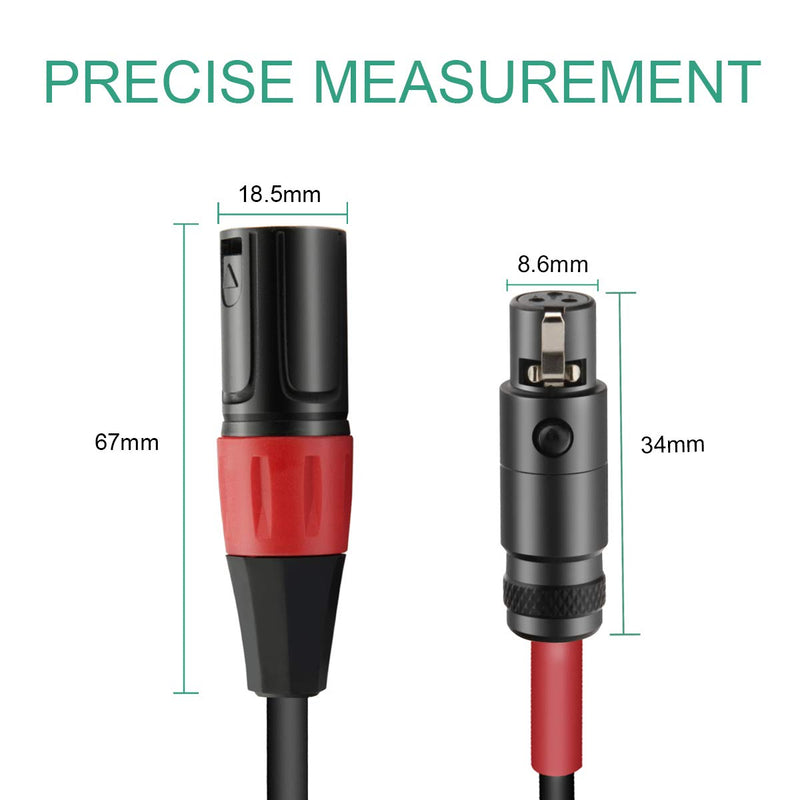 [AUSTRALIA] - COLICOLY Mini XLR to XLR Cable, 3 Pin Mini XLR Female (TA3F) to Regular XLR Male Pro Lapel Microphone Cable - 1ft 