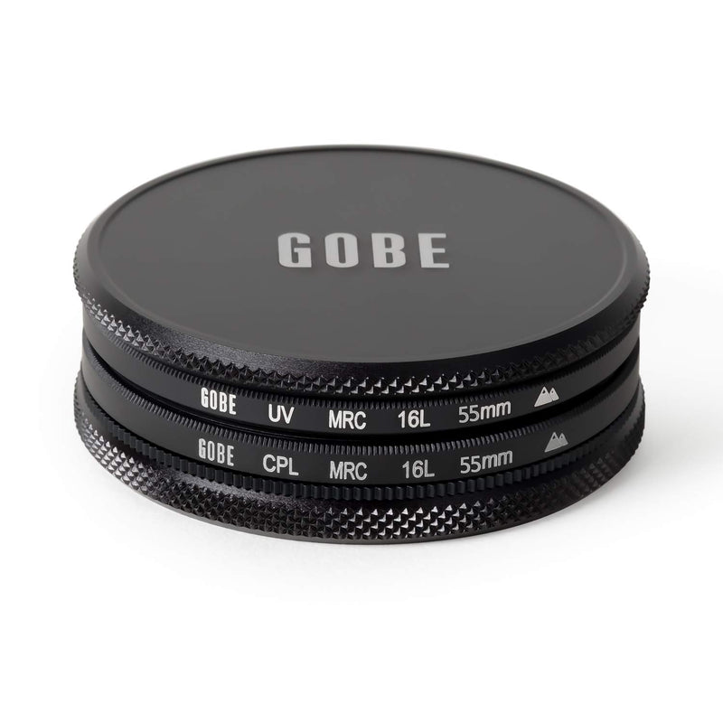 Gobe 55mm UV + Circular Polarizing (CPL) Lens Filter Kit (2Peak)