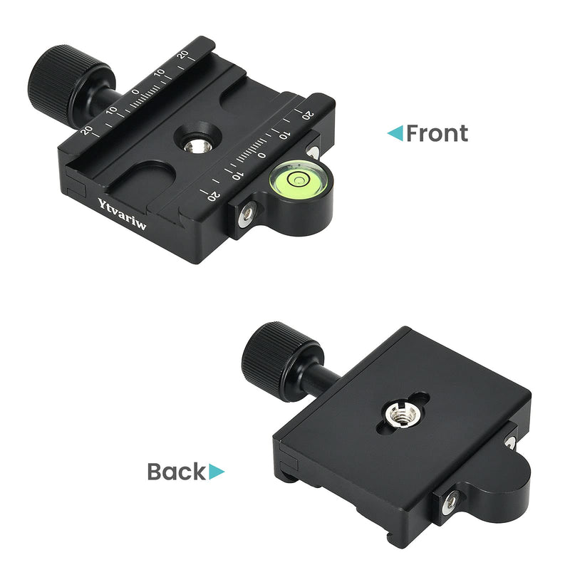 60mm Quick Release Plate QR Clamp 3/8" with 1/4" Adapter &Bubble Level Ytvariw ,Adjustable Lever Knob, Compatible for Tripod Ball Head(60MM) 60MM
