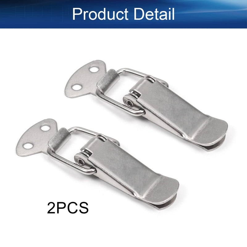 Yinpecly 2Pcs Iron Small Spring Loaded Toggle Latch Hasp Metal Hardware Fitting Spring Loaded Lock Catch Hasps for Case Box Trunk Catches, 2.2 inch Length