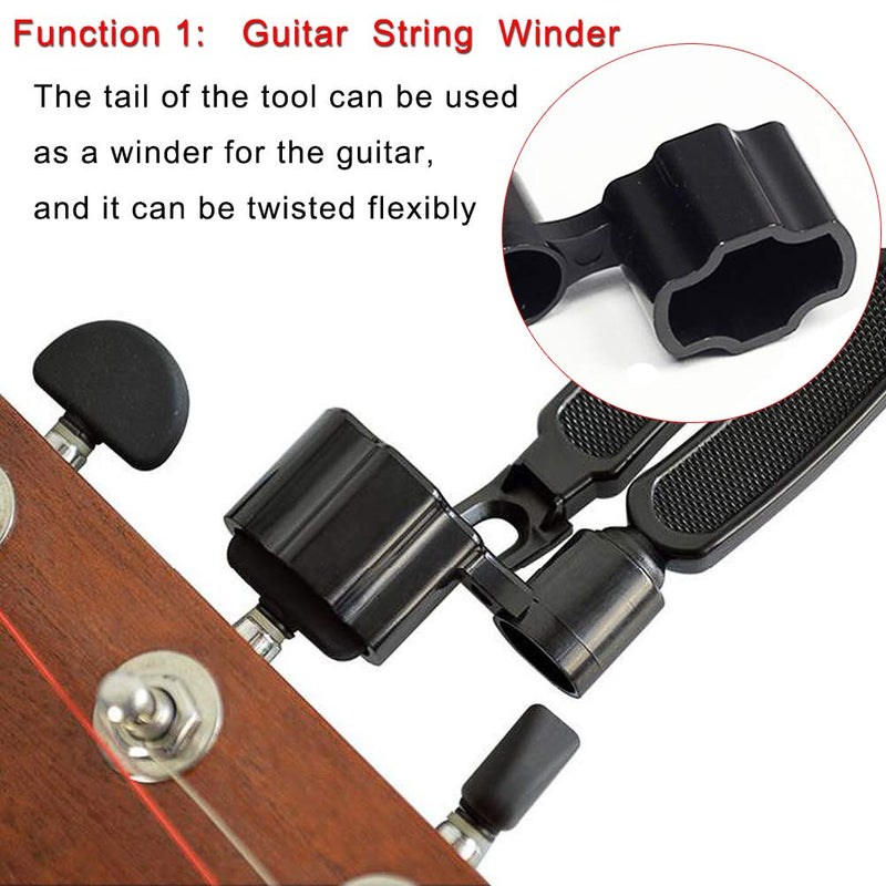CJRSLRB Guitar String Winder Cutter and Bridge Pin Puller, 3 In 1 Guitar Repair Tool (Black) Black