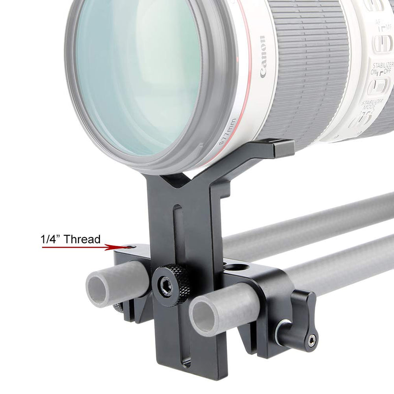 NICEYRIG Long Lens Support Bracket Height Adjustable with 15mm Rod Clamp for DSLR Camera Shoulder Rig