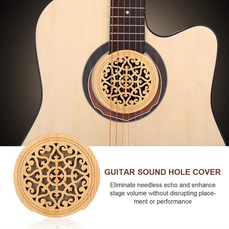 Wooden Guitar Soundhole Sound Hole Cover Guitar Block Protector Cover Made of Wood and Sponge for Acoustic Classic Guitar 41 Inch(Window grille) Window grille