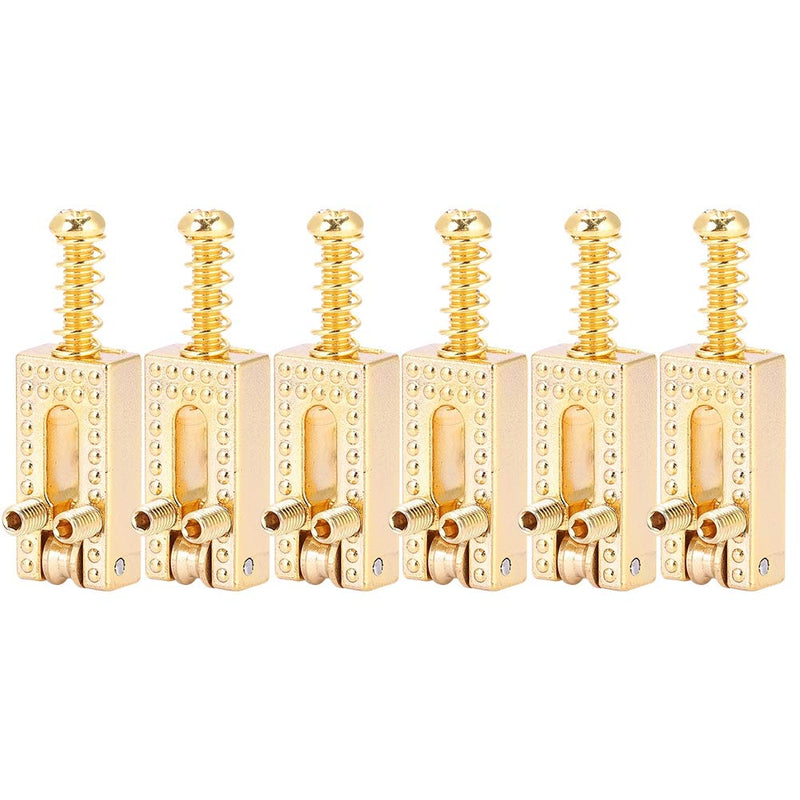 Saddle for Electric Guitar, 6 Roller Bridge Saddles for Fender Strat Tele Electric Guitar 4 colors(Gold)
