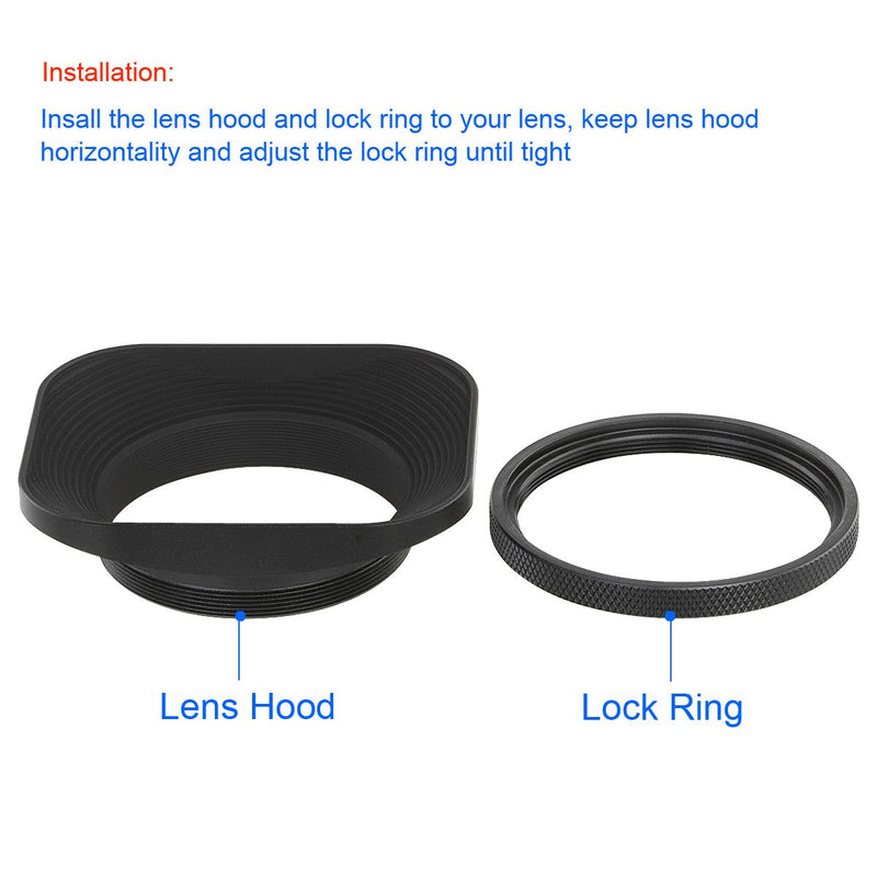 [AUSTRALIA] - Haoge LH-B58T 58mm Square Metal Screw-in Lens Hood with Cap for 58mm Canon Nikon Sony Leica Carl Zeiss Voigtlander Nikkor Fujifilm Olympus Lens and Other Lens with 58mm Filter Thread 