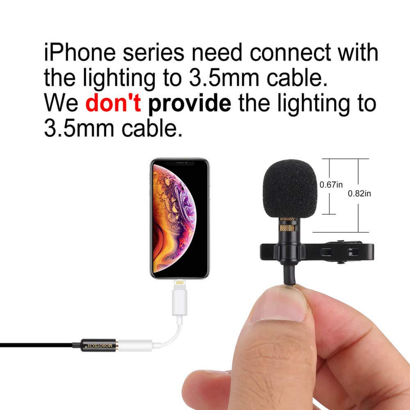 [AUSTRALIA] - Lavalier Microphone, Omnidirectional Condenser Lavalier MIC for Recording YouTube Interview (Suitable for iPhone/Android/Windows/Camera) 59" 