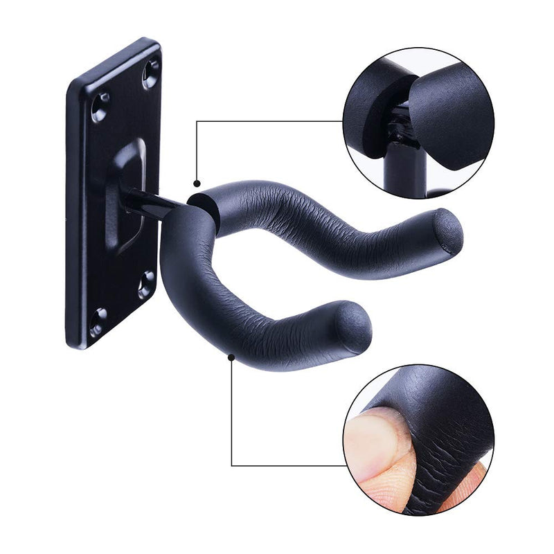 Guitar Wall Mount Hanger Hook Holder Stand 1 Pack Guitar Hangers Hooks for Acoustic Electric and Bass Guitars (Black)