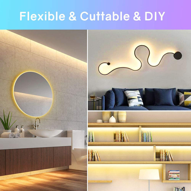 [AUSTRALIA] - HitLights Weatherproof Warm White LED Light Strip, Tape Light for Home, Office, Bathroom, Cabinet and More 16.4ft, 300 LEDs, 3000K, 72 Lumens per Foot 12V DC（Power Not Included) 