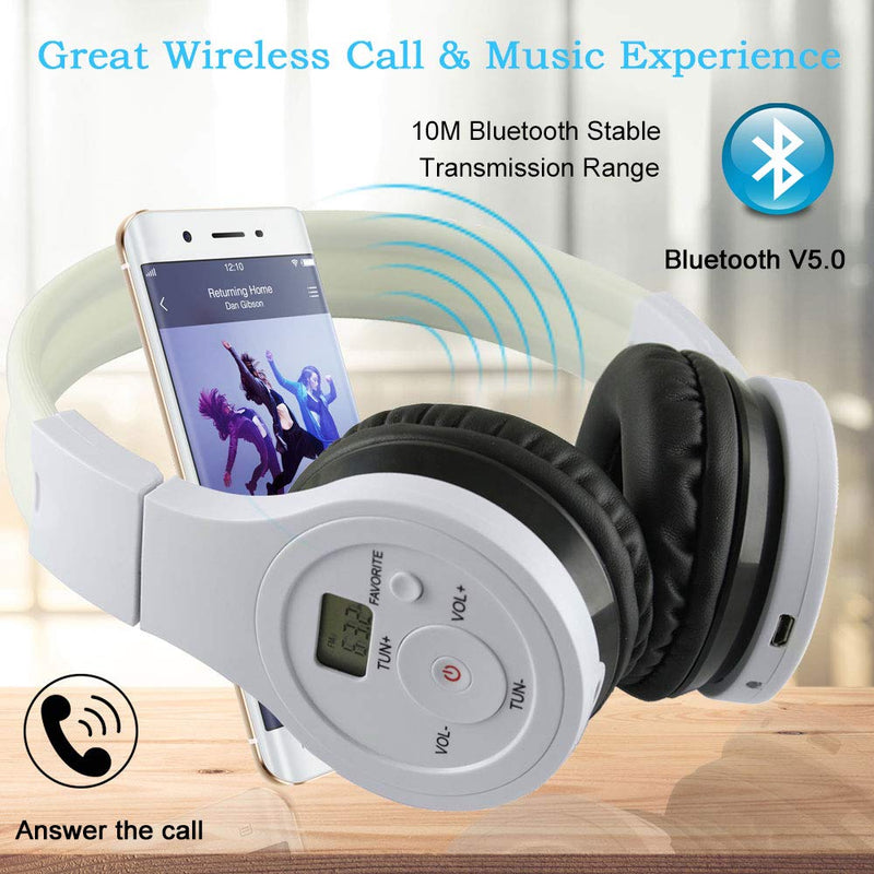 EXMAX Wireless Over Ear Stereo Bluetooth Headphones Headsets Music Payer Receiver Noise Reduction Canceling FM Safety Earmuffs Hearing Protection AUX Audio Cable for Lawn Mower Walking Parents Travel