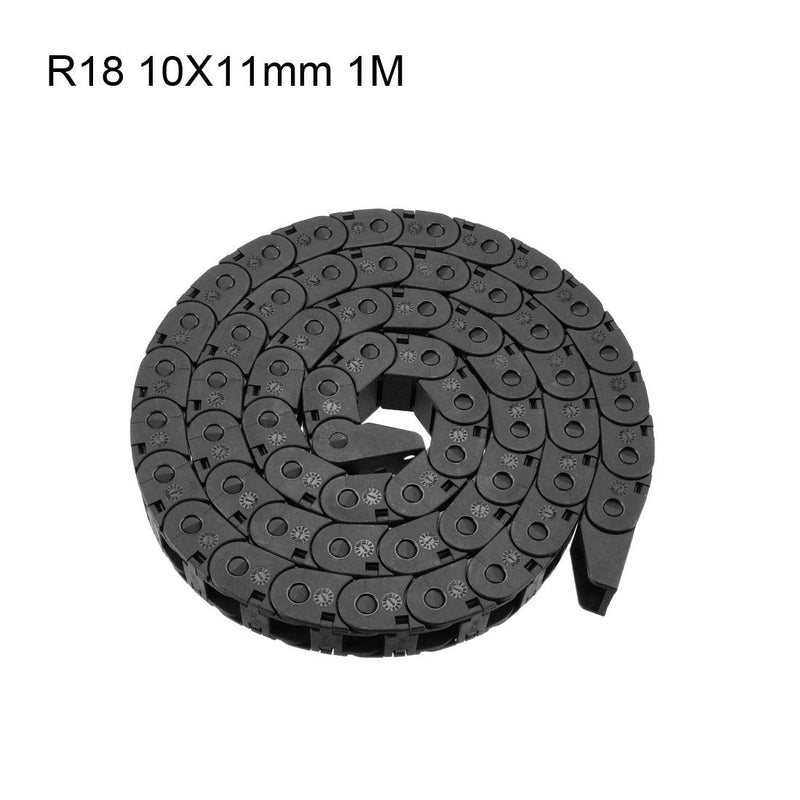 uxcell Drag Chain Cable Carrier Open Type with End Connectors R18 10X11mm 1 Meter Plastic for Electrical CNC Router Machines