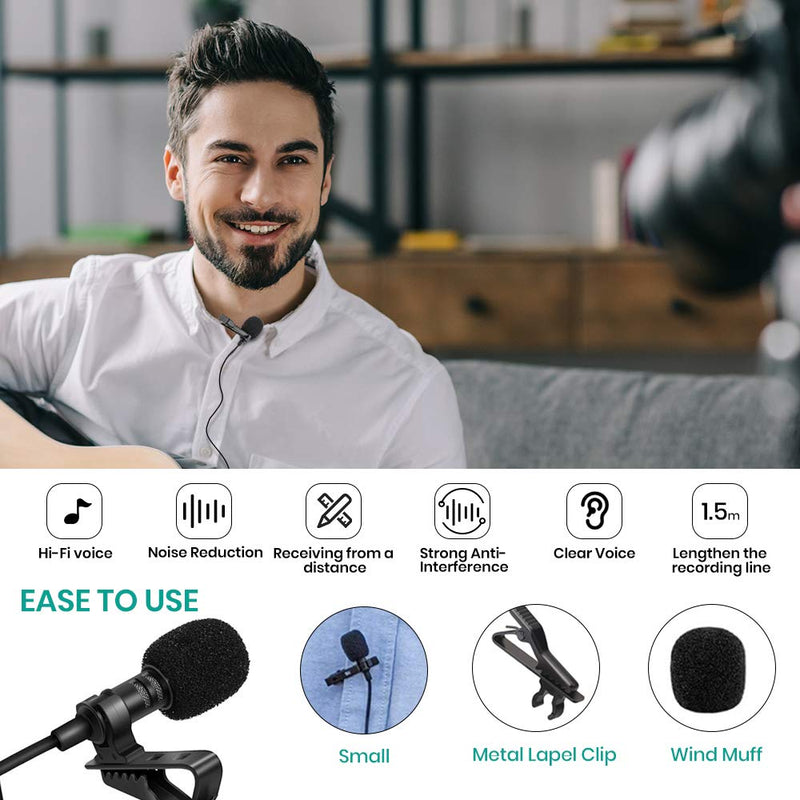 MeloAudio Professional Lavalier Lapel Clip-on Interview Podcast Noise Cancelling Microphone with Omnidirectional Mic and Headphone Monitoring for YouTube Vlogging Video Facebook Live for iOS Devices