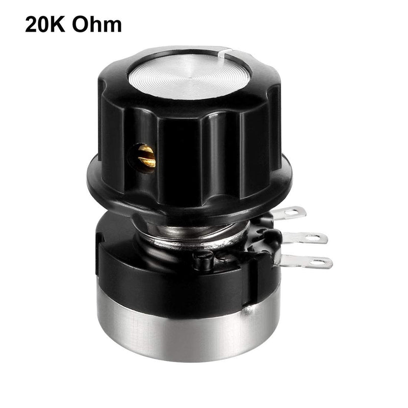 uxcell RV24YN20S B203 20K Ohm Variable Resistors Single Turn Rotary Carbon Film Potentiometer w Knob