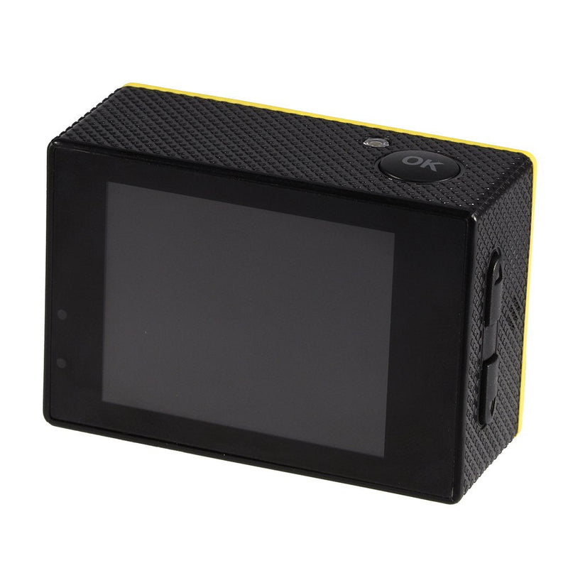 Action Camera 12MP Waterproof 30m Outdoor Sports Video DV Camera 1080P Full HD LCD Mini Camcorder with 900mAh Rechargeable Batteries and Mounting Accessories Kits(Yellow) Yellow