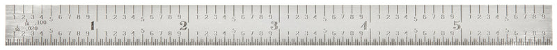 Starrett C303R-6 Full Flexible Steel Rule With Inch Graduations, 3R Graduations, 6" Length, 1/2" Width, 1/64" Thickness