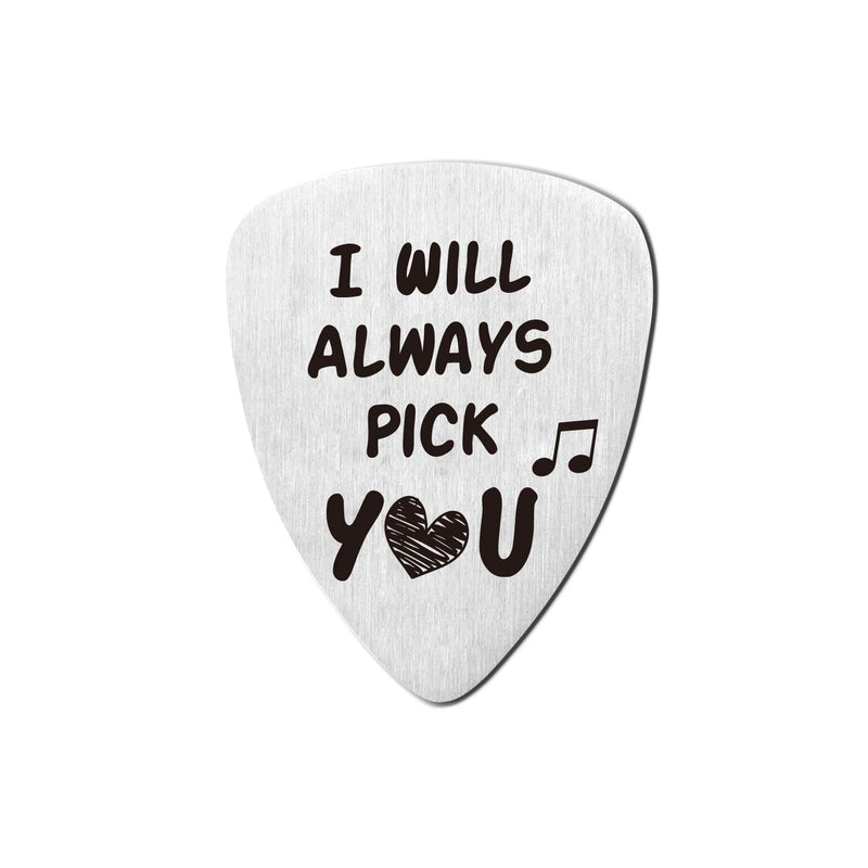 Best Love Guitar Pick Gifts - Stainless Steel Guitar Pick with Guitar Pick Holder Case - Perfect Love Gift Ideas for Him Men Her Women Lover Couple Anniversary Wedding Valentines Christmas