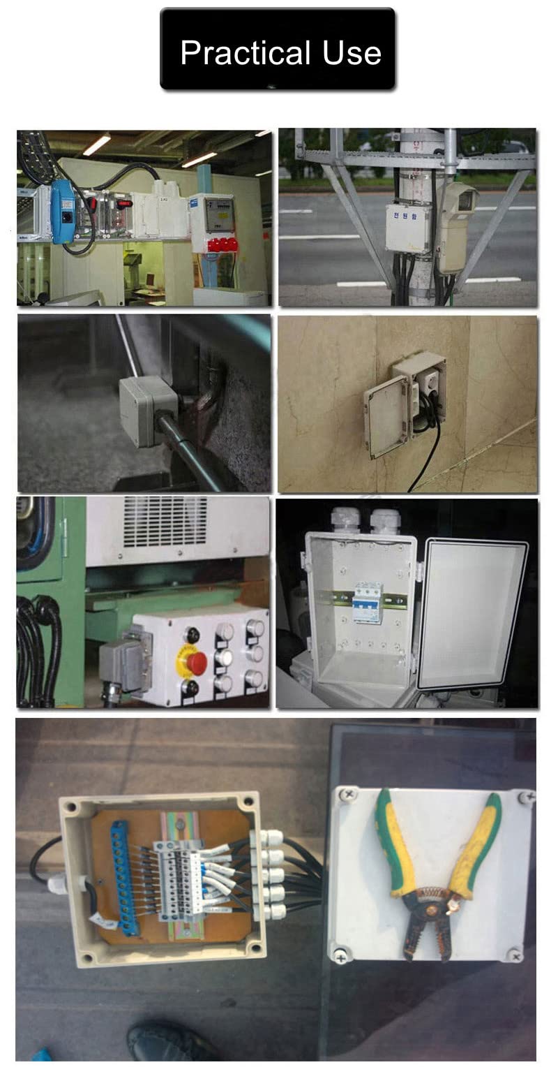 Fielect ABS Plastic Project Box Enclosure Dustproof Waterproof IP67 Junction Box Universal Electrical Box Project Enclosure, 7.87" x 5.91" x 3.97" 200x150x100mm(L*W*H)