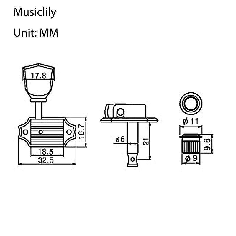 [AUSTRALIA] - Musiclily Pro 3+3 Vintage Guitar Tuners String Tuning Pegs Keys Machine Heads for Gibson Les Paul Style Electric and Acoustic Guitar,Nickel with Keystone Button Nickel 