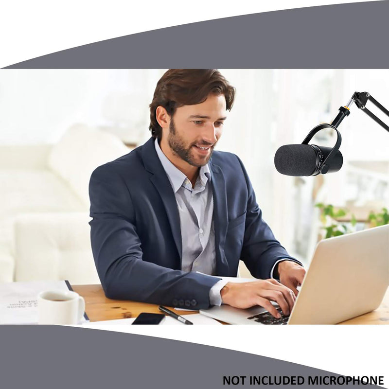 YOUSHARES MV7 Mic Stand with Pop Filter - Mic Boom Arm with Windscreen Foam Cover Compatible with Shure MV7 Microphone