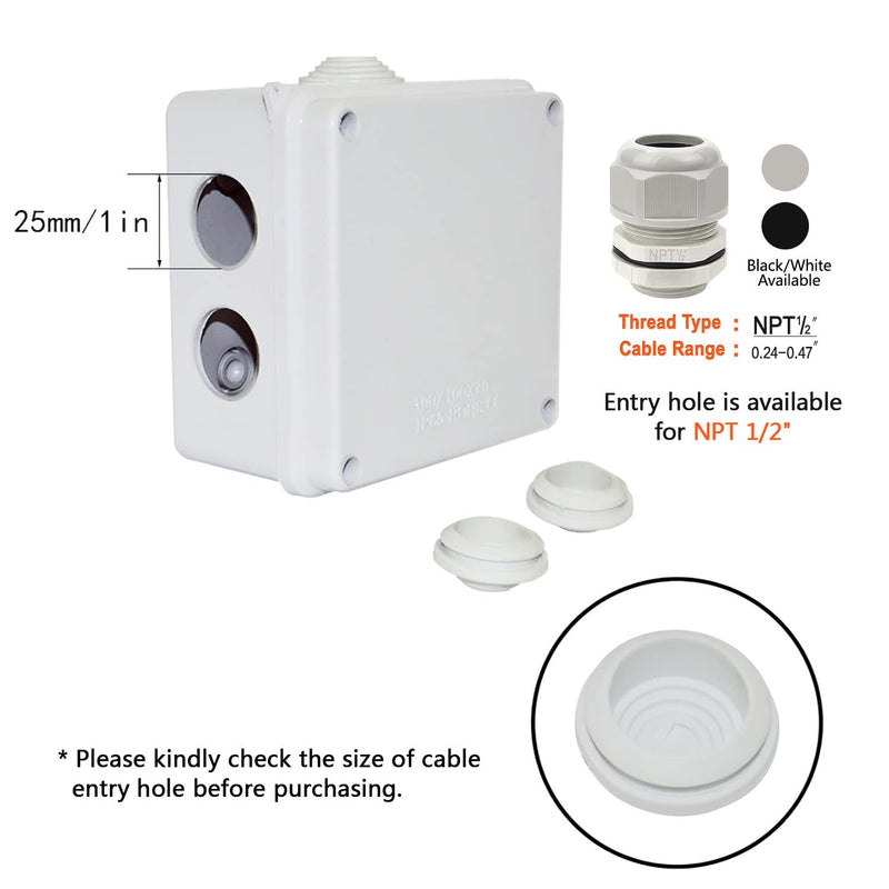 LeMotech ABS Plastic Dustproof Waterproof IP65 Junction Box Universal Electrical Project Enclosure White 3.9 x 3.9 x 2.8 inch (100 x 100 x 70 mm) 3.9" x 3.9" x 2.8"