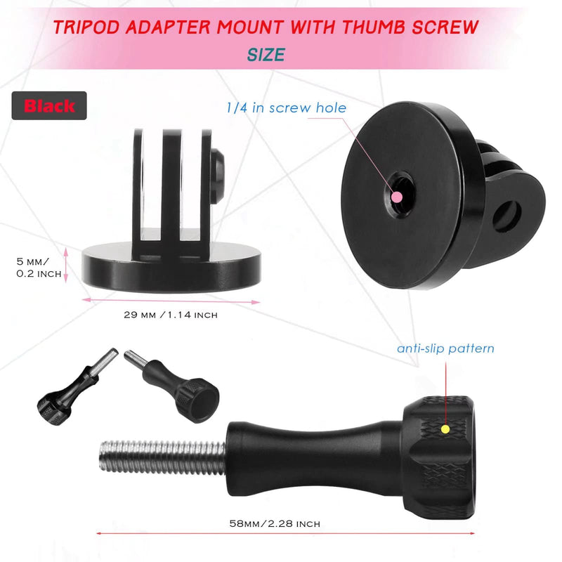 Alumium Tripod Mount Adapter, Gopro Threaded Mount Adapter,Action Camera Tripod Aluminum Mount,for GoPro Max, GoPro Hero, DJI Osmo Action Camera （Two Groups） Aluminum alloy seat