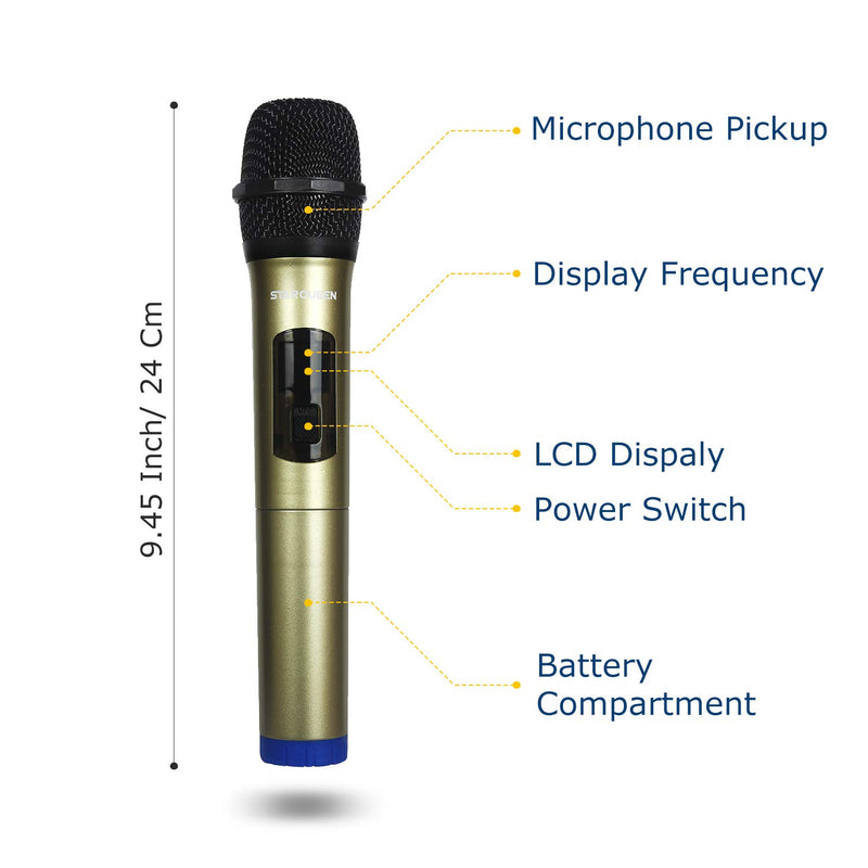 [AUSTRALIA] - UHF Wireless Microphone with Rechargeable Receiver Handheld Dynamic Mic for Party/Karaoke/Class/Wedding 